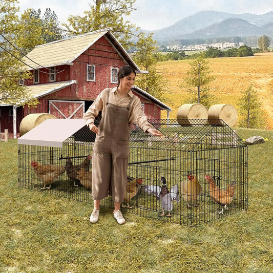 Himiss Heavy Duty Metal Walk-In Chicken Coop Outdoor Poultry Enclosure