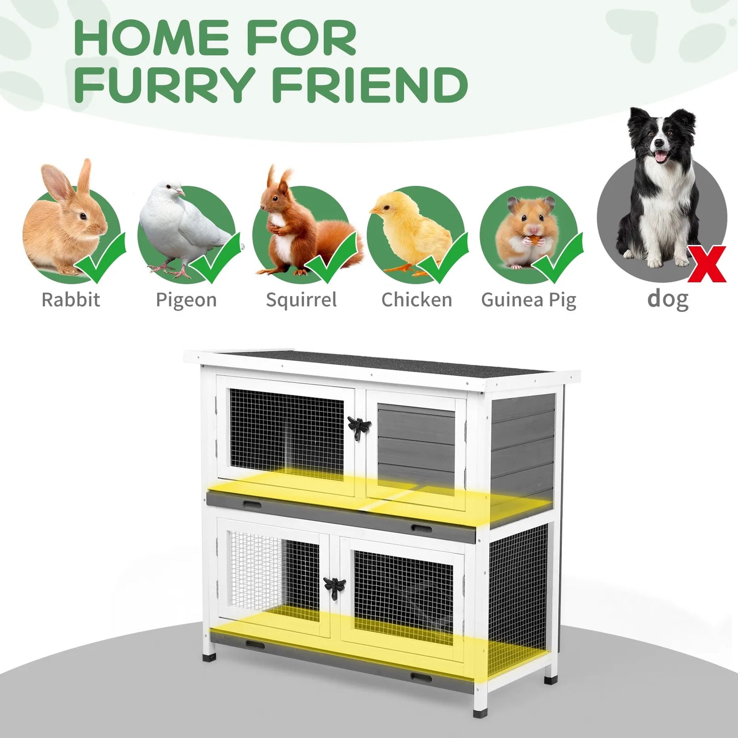Wooden Rabbit Hutch Chicken Coop Hen House With Removable Trays