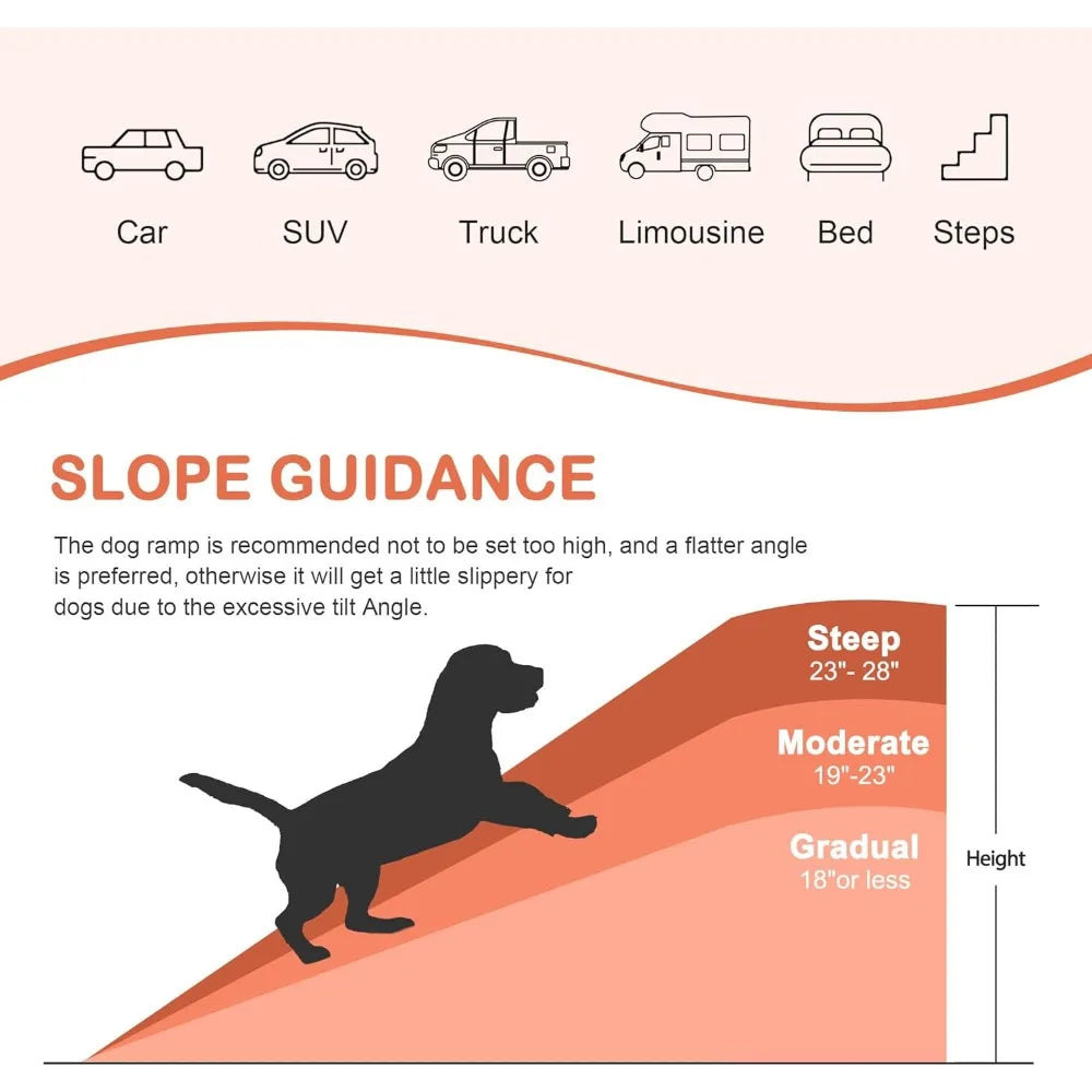 Folding Dog Ramp For Cars And SUVs With Raised Side Rails