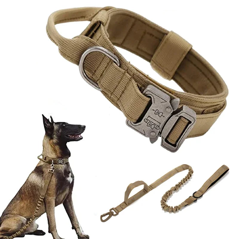 COOYOMOO Durable Tactical Dog Collar Leash Set Adjustable Military