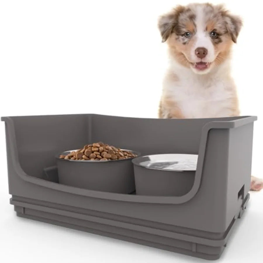 Mess Proof Dog Bowls No Spill Pet Feeder With 2 Stainless Steel Bowls For Dogs