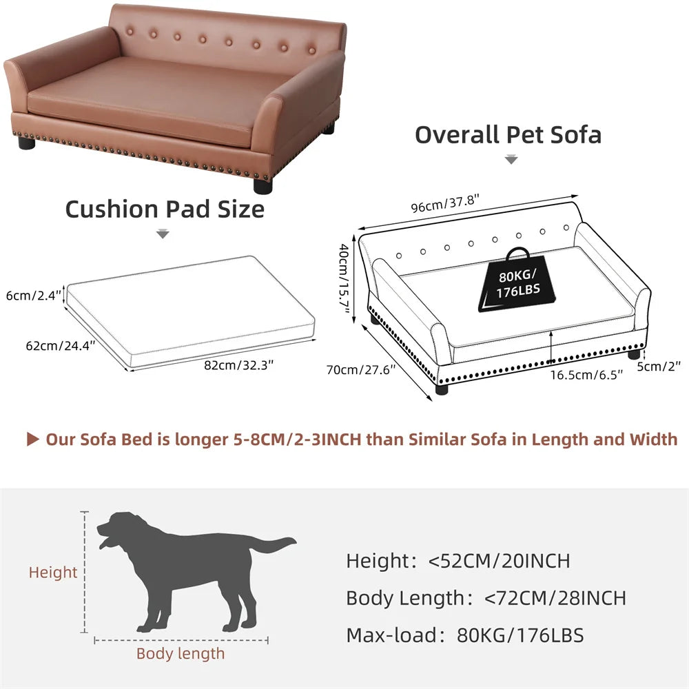Borwart Heavy Duty Pet Sofa Raised Bed Cushioned Dog Cat Lounge