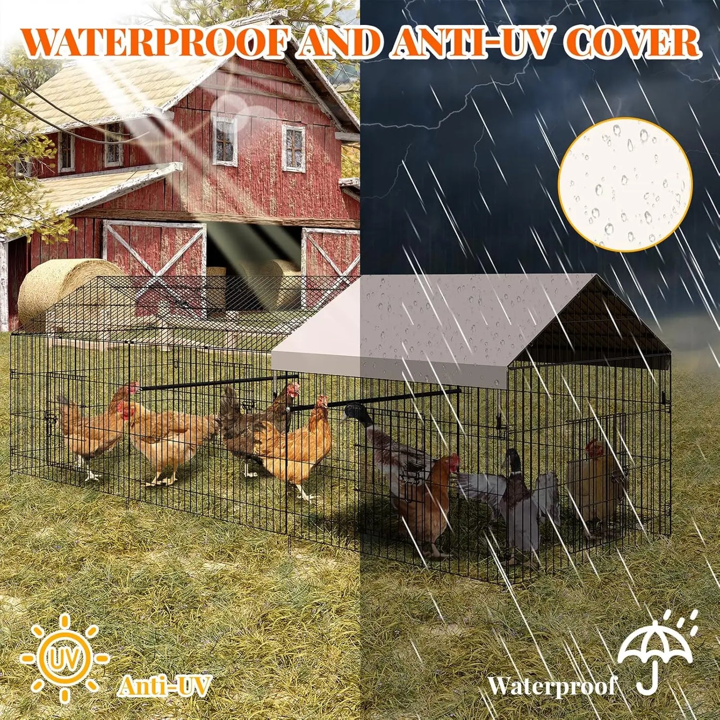 Himiss Heavy Duty Metal Walk-In Chicken Coop Outdoor Poultry Enclosure