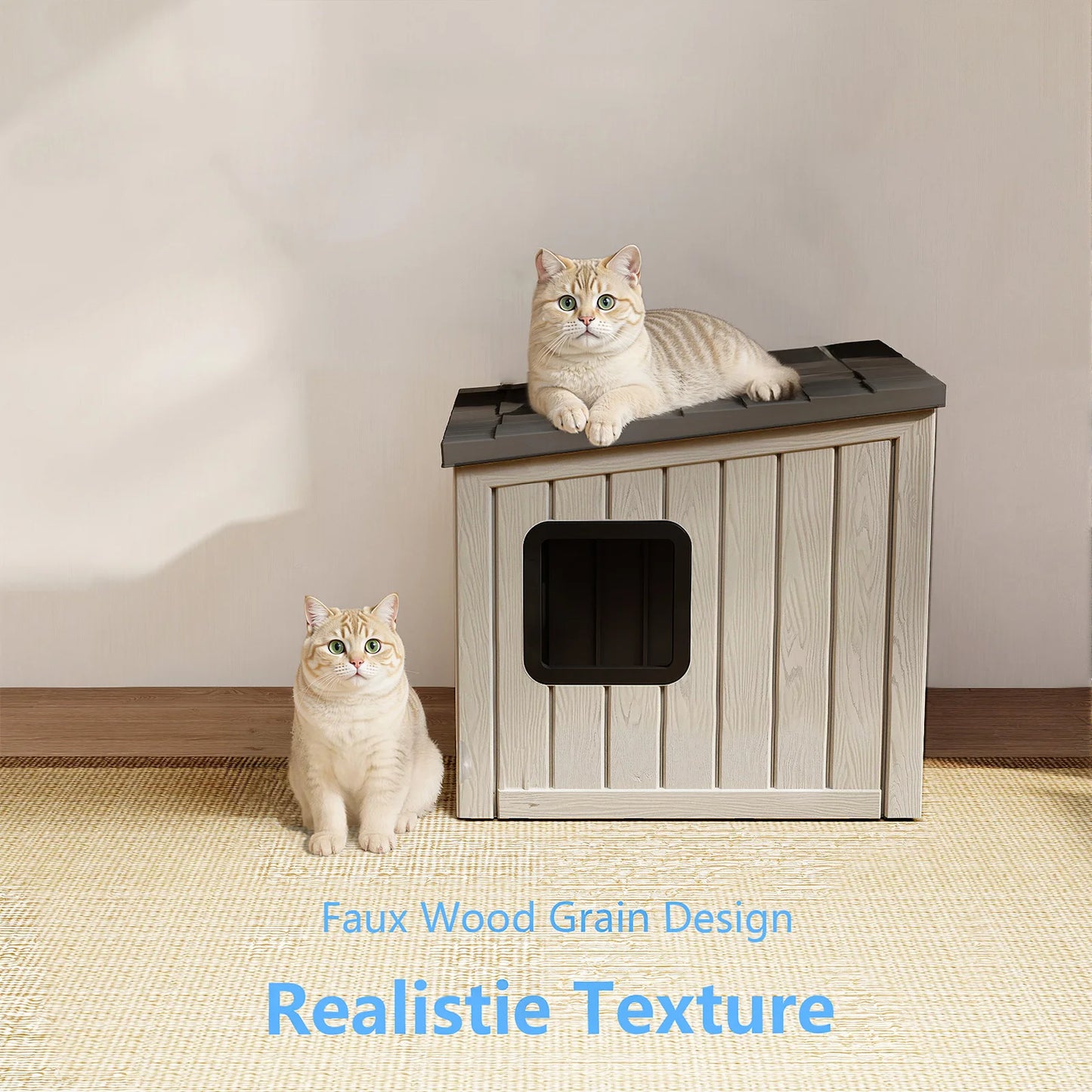 Plastic Waterproof Sloped Roof Cat Cabin For Indoor Outdoor Use