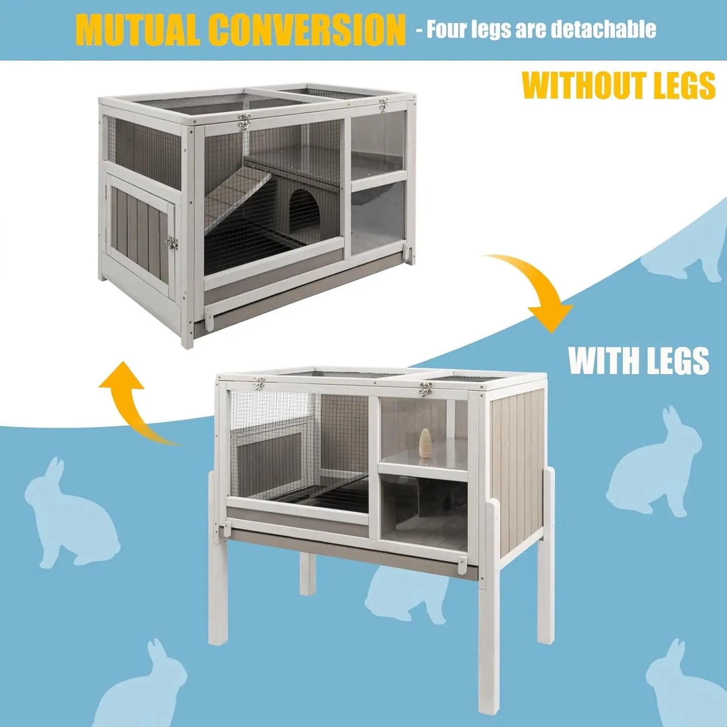 XMSJ Guinea Pig Cages Indoor Wooden Cages With Stand And Ramp