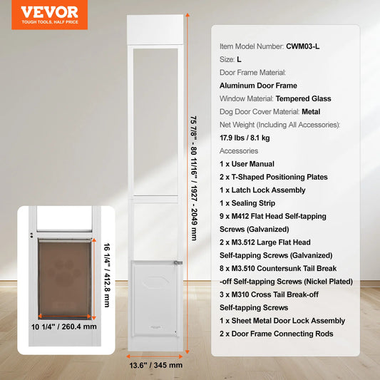 SucceBuy Dog Door For Sliding Glass Door Aluminum Frame