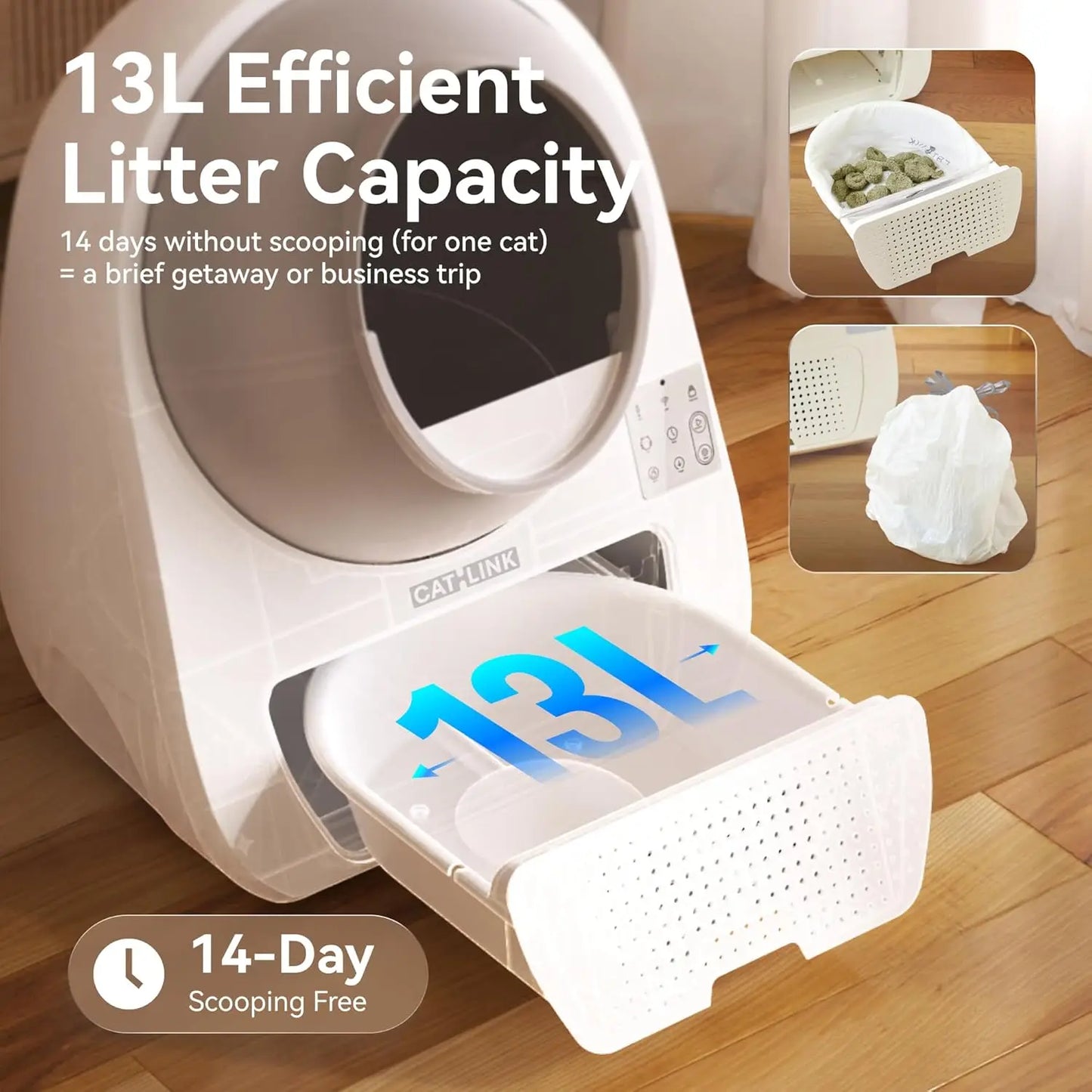 Automatic Self Cleaning Cat Litter Box With App Odor Control