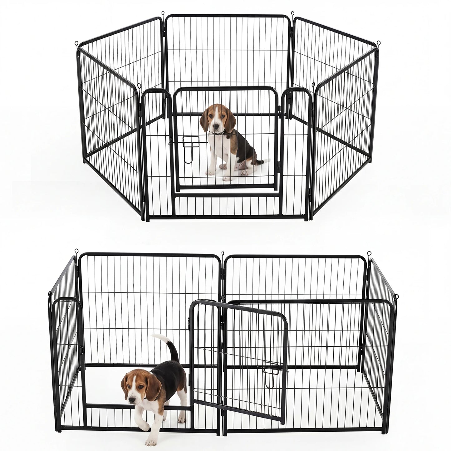 JHK Six Panels Metal Dog Playpen Fence Foldable Outdoor Pet Gate
