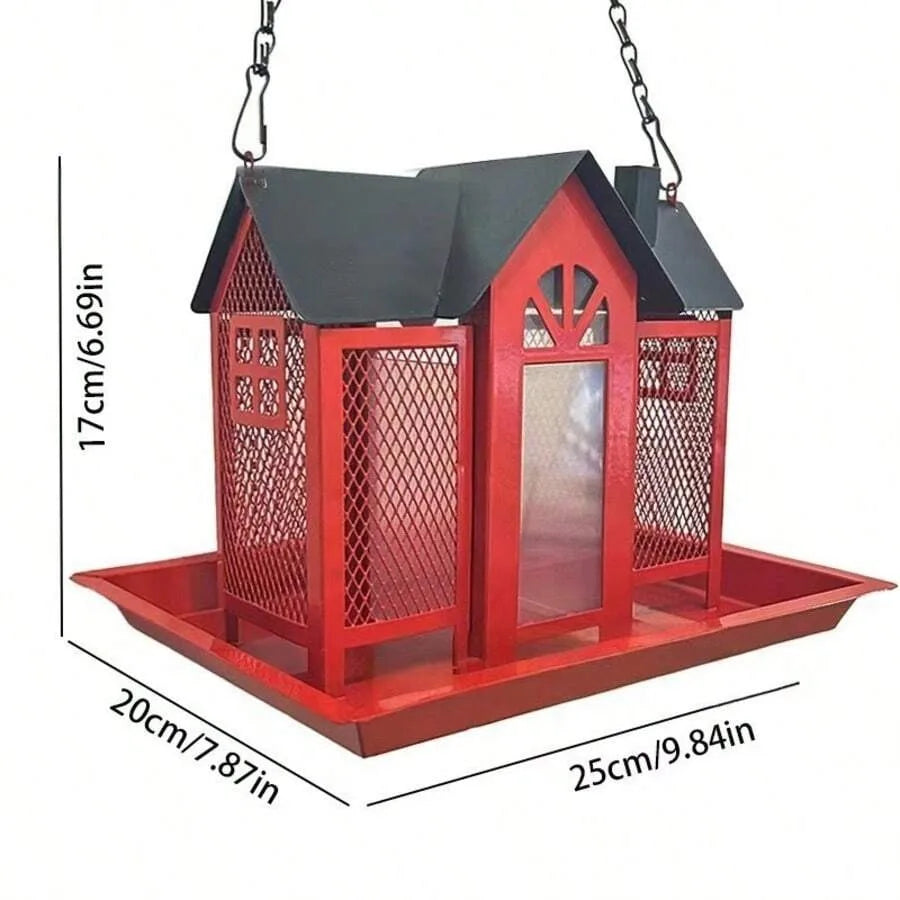 House Shaped Metal Bird Feeder For Outdoor Garden Hanging Decor