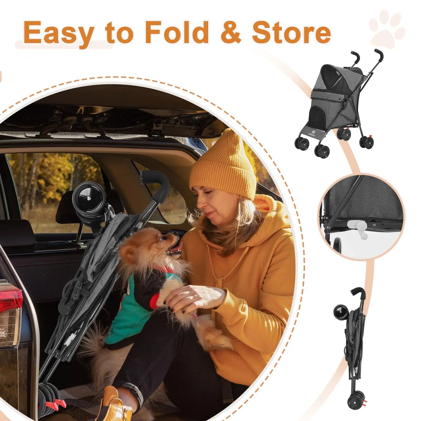 Travel Portable Pet Stroller For Dogs And Cats Everyday Use