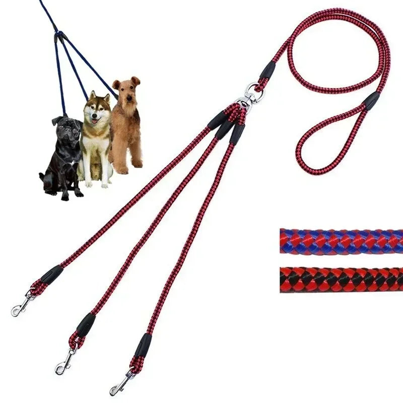 Nylon 3 Way NoTangle Dog Walking Leash With Padded Handle