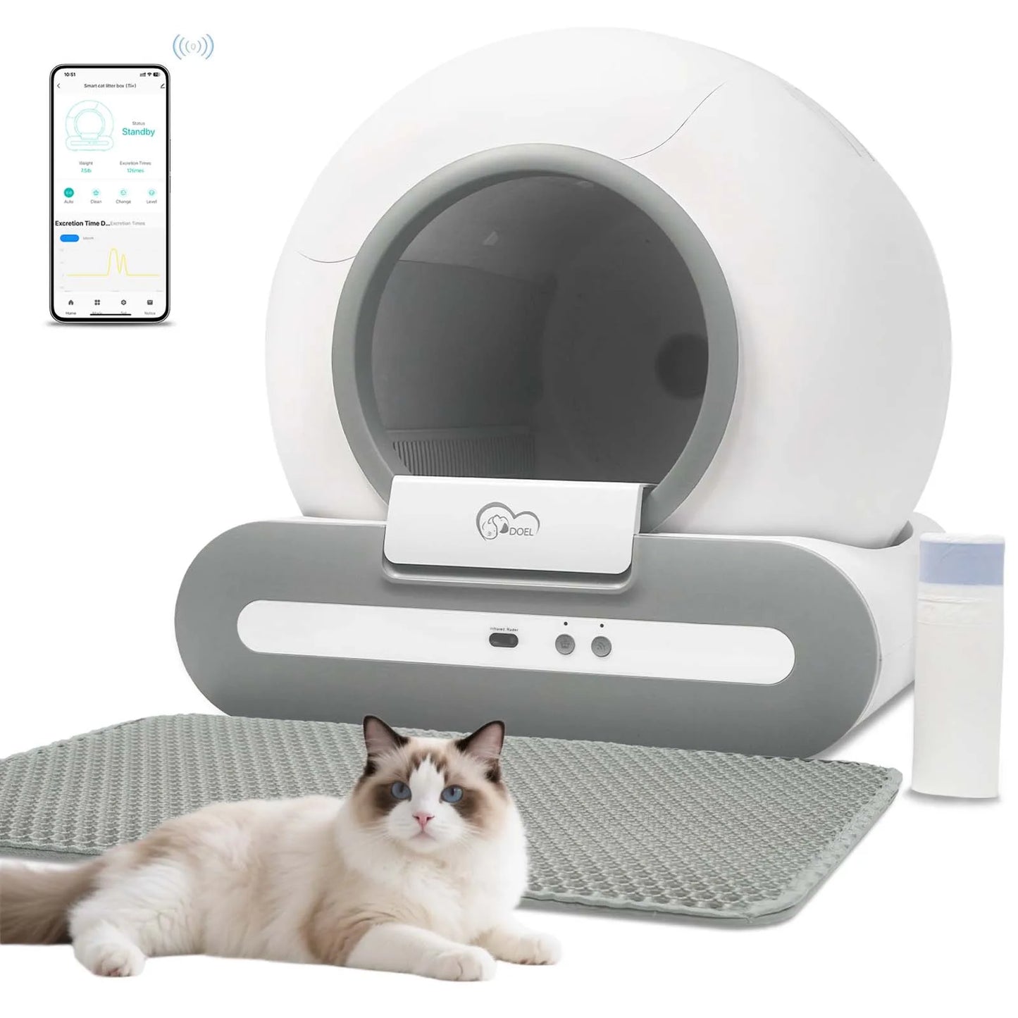 Doel Self Cleaning Cat Litter Box With App Control WiFi
