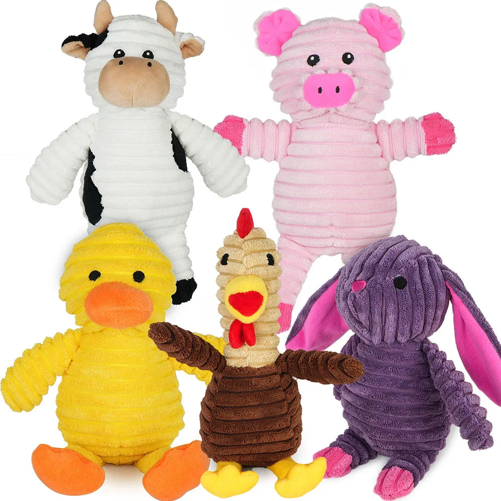 5 Pack Dog Plush Squeaky Toys Bundle for Small to Large Dogs