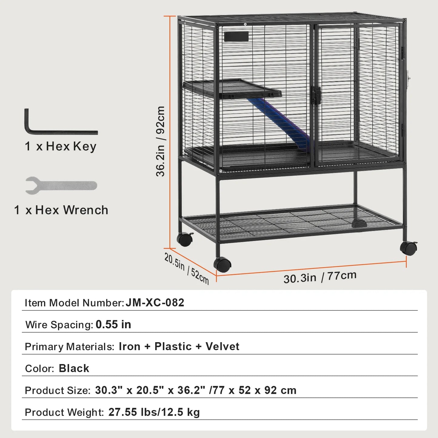 Succebuy Large Sixty-Four Inch Tier Rolling Metal Ferret Cage For Small Animals