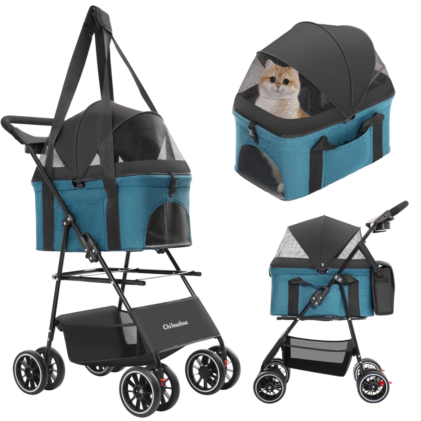 CHIHUAHUA Pet Stroller 3 In 1 For Dogs Cats Lightweight
