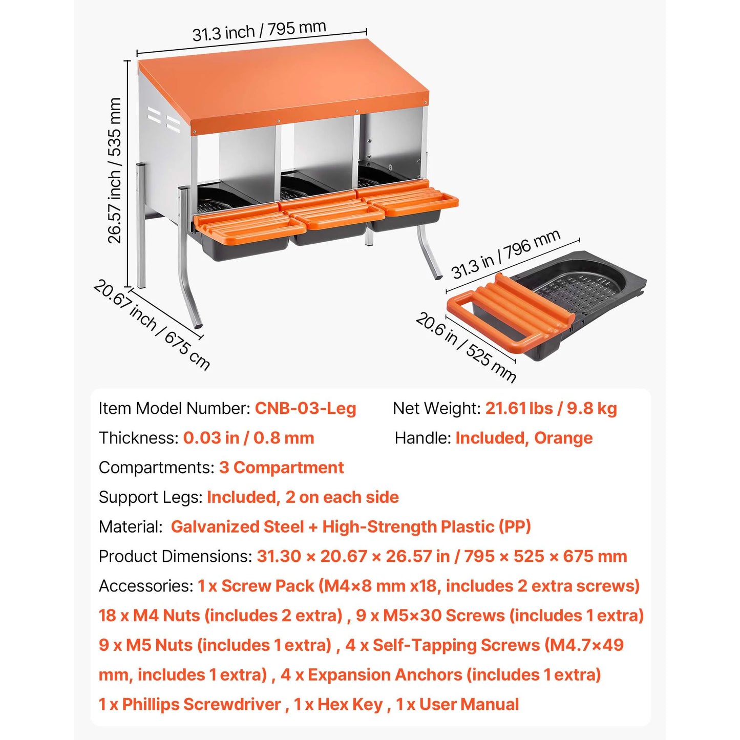SucceBuy Metal Nesting Boxes For Chicken Laying With Protective Lids