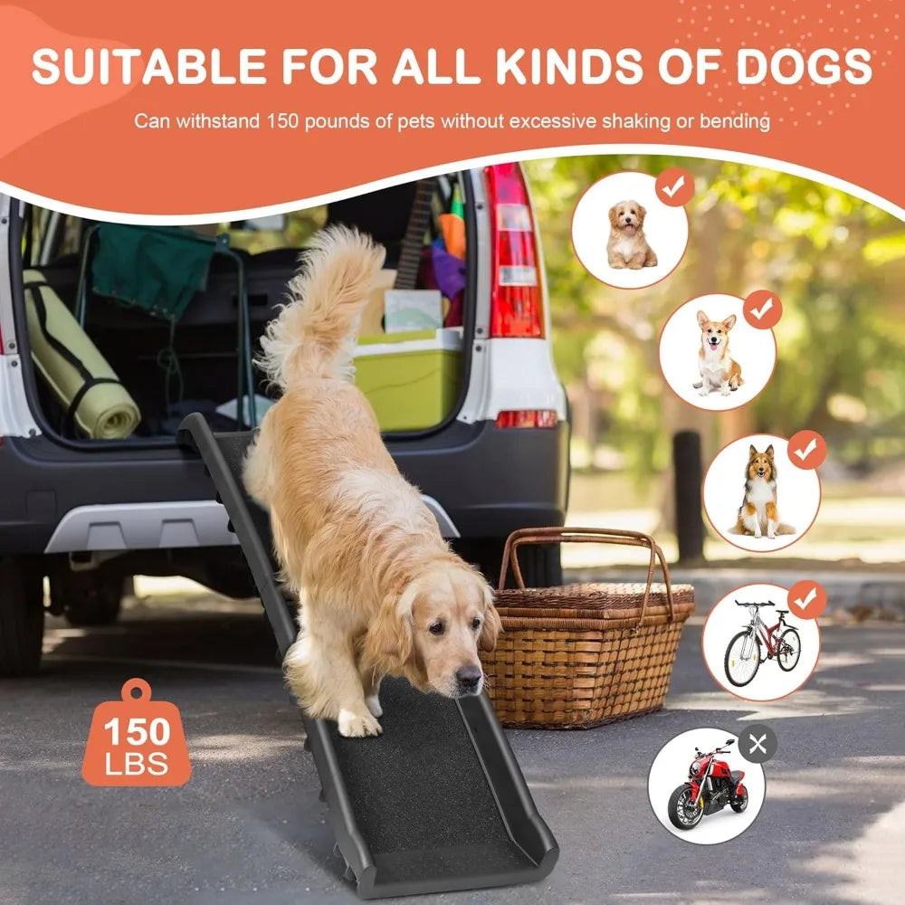Folding Dog Ramp For Cars And SUVs With Raised Side Rails