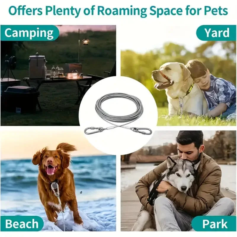 Double Headed Dog Tie Out Cable Leash Stainless Steel Wire
