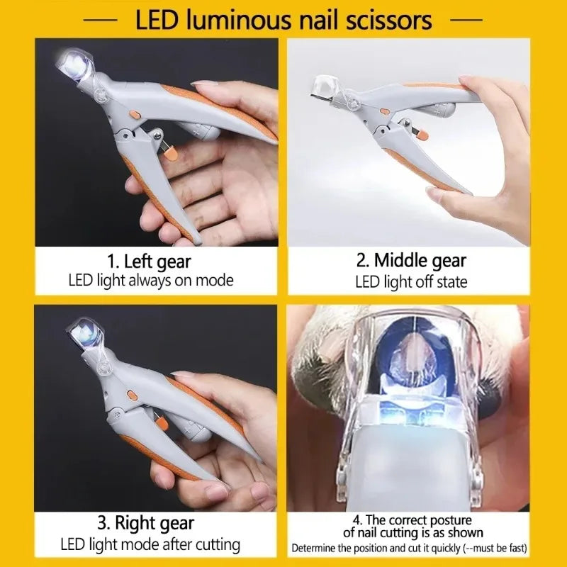 LED Pet Nail Clipper With Light For Dogs And Cats Safe
