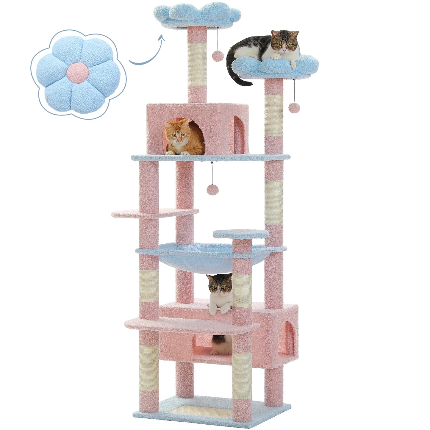 PEQULTI Multi Level Cat Tree Tower With Scratching Posts Hammock