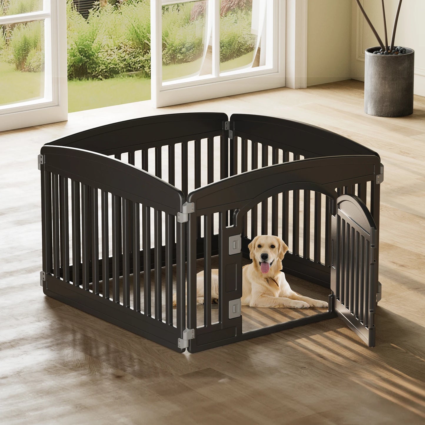JHK Plastic Dog Playpen 6 Panel Expandable Portable Fence