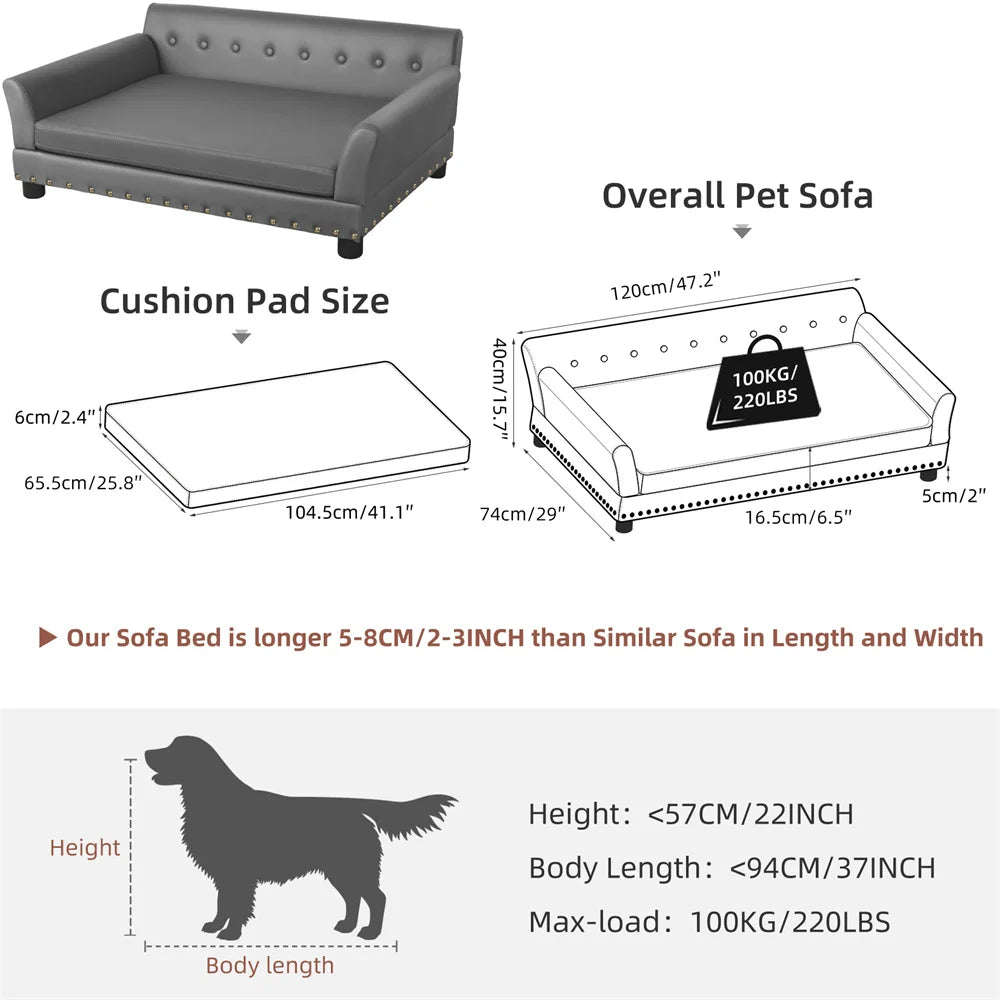 Borwart Heavy Duty Pet Sofa Raised Bed Cushioned Dog Cat Lounge