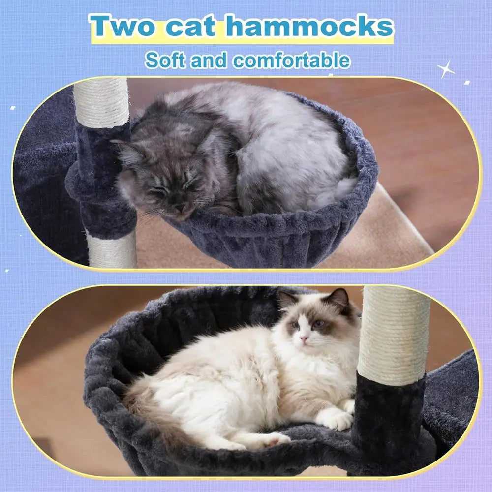 Cat Tree Tower With Scratching Posts Hammocks And Condo