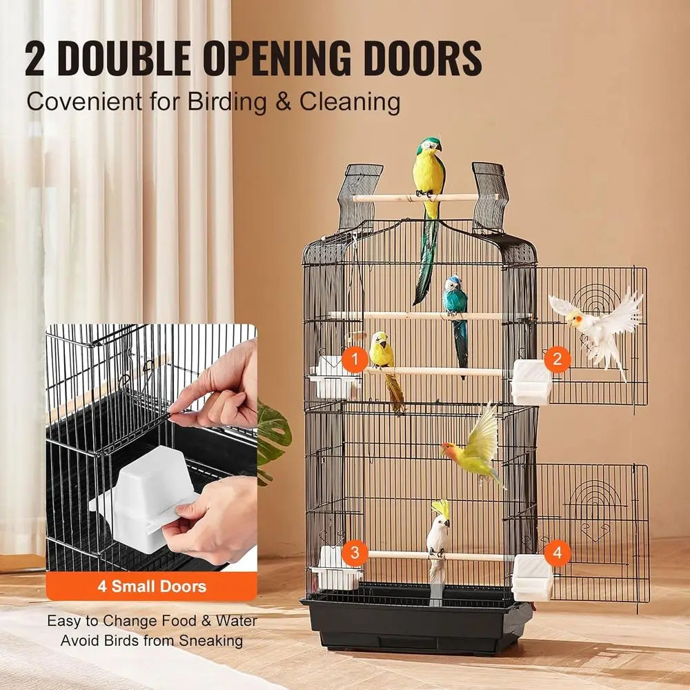 Open Top Bird Cage For Parrots And Small Birds Swing