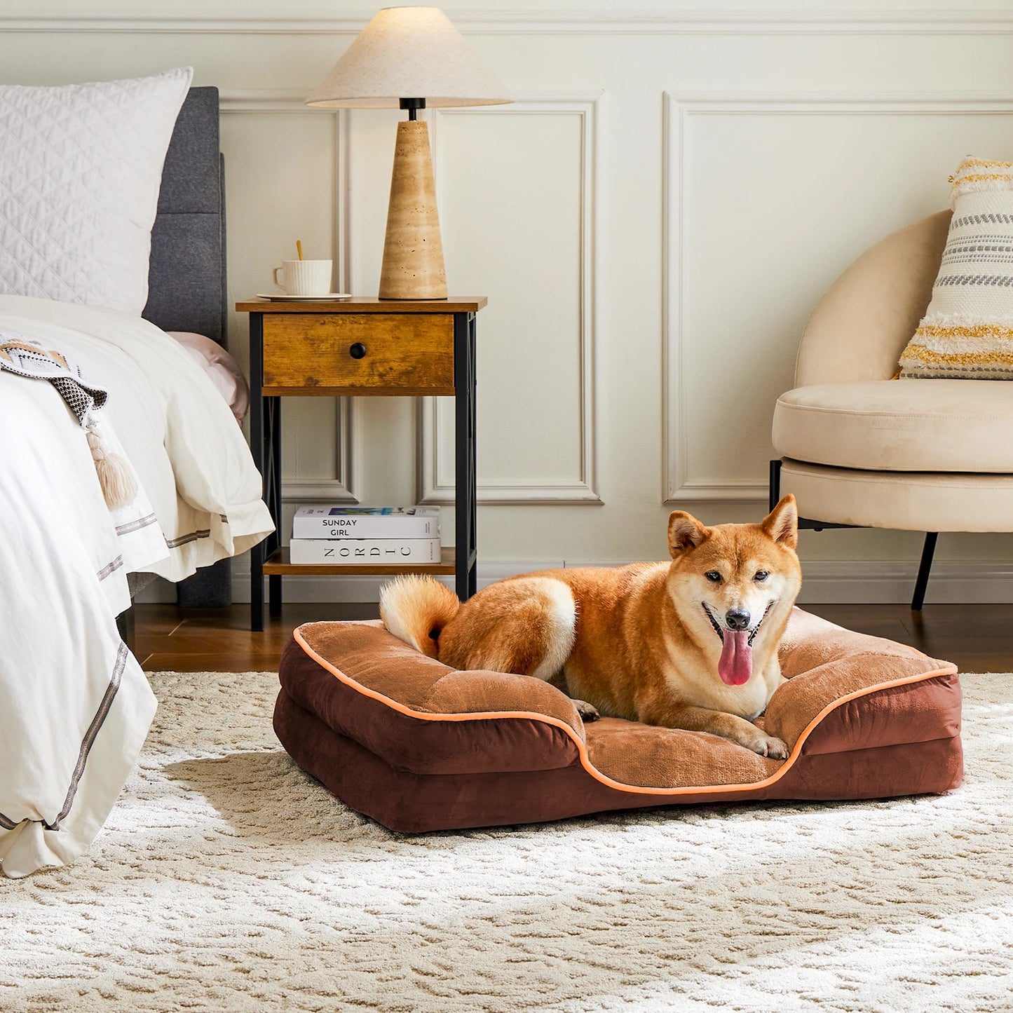 JHK Orthopedic Memory Foam Dog Bed For Small Dogs Cats With Removable Cover