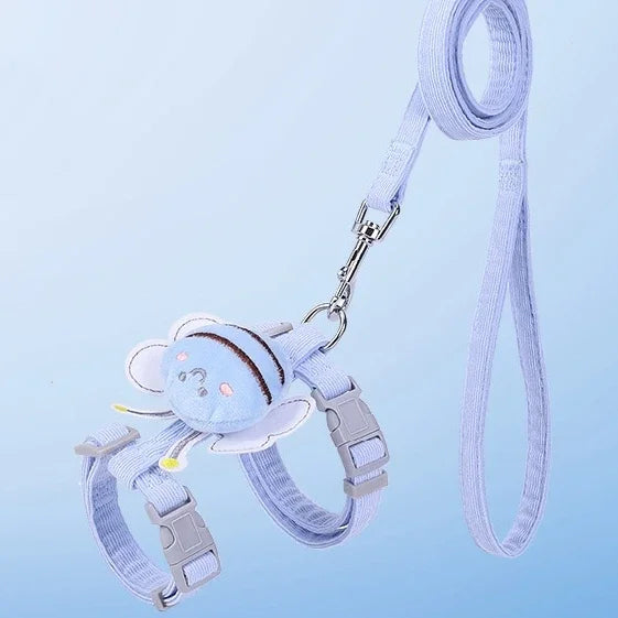 Bee Themed Cat Harness And Leash Set Adjustable Comfort Fit