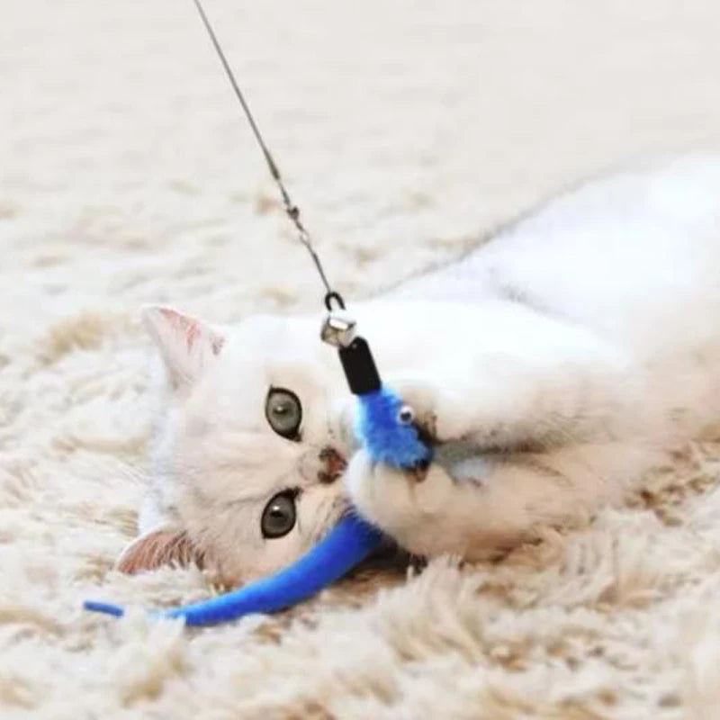 Cat Feather Toy Set 11 Pieces Replacement Heads Retractable Stick