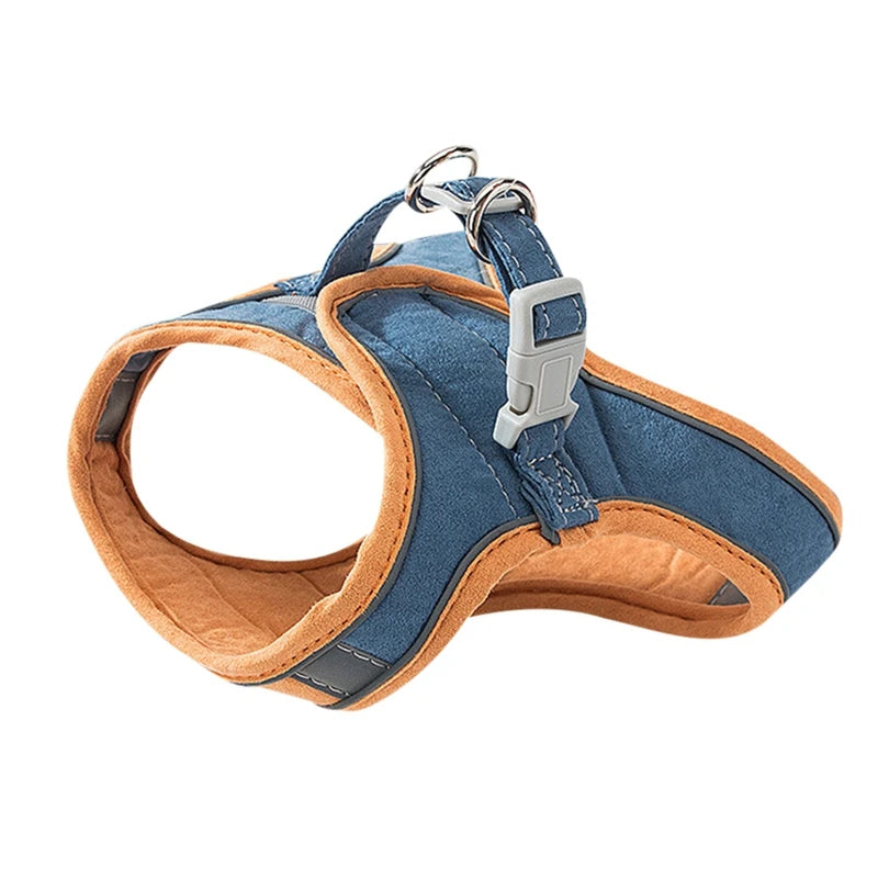 Cat Harness Leash Set Reflective Strip Suede Comfort Kitten