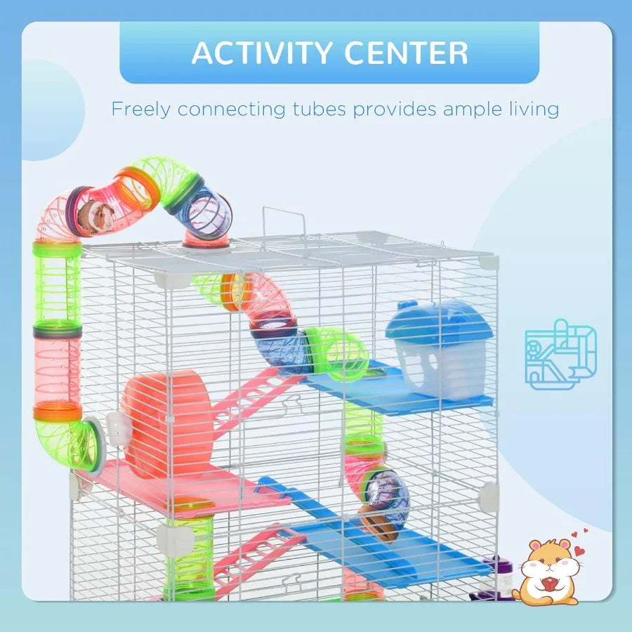 5-Tier Hamster Cage With Tubes And Tunnels Small Animal Habitat
