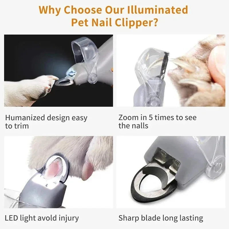 LED Pet Nail Clipper With Light For Dogs And Cats Safe