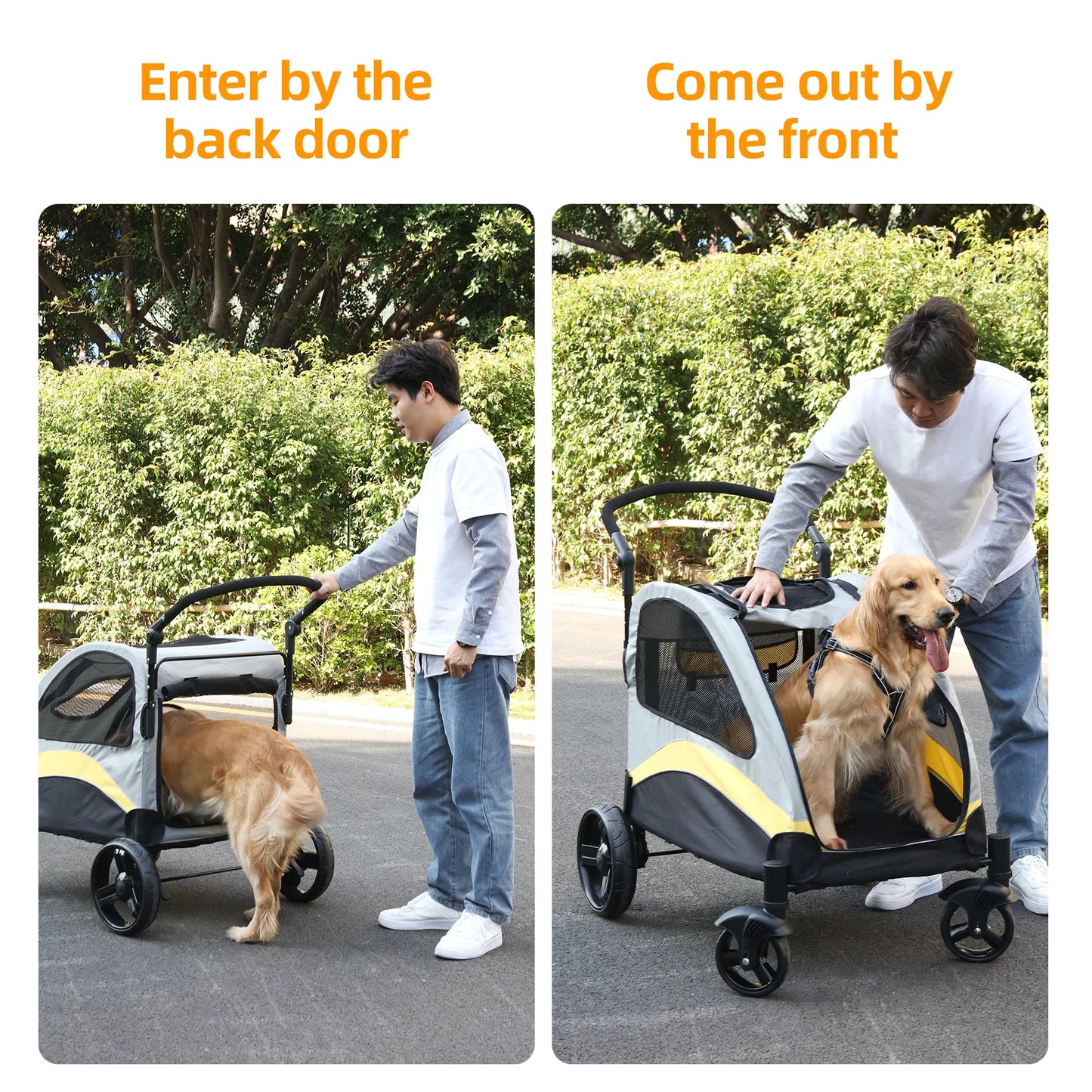 BINGOPAW Dog Stroller 4 Wheel Foldable Pet Carrier Up To 121 Lbs