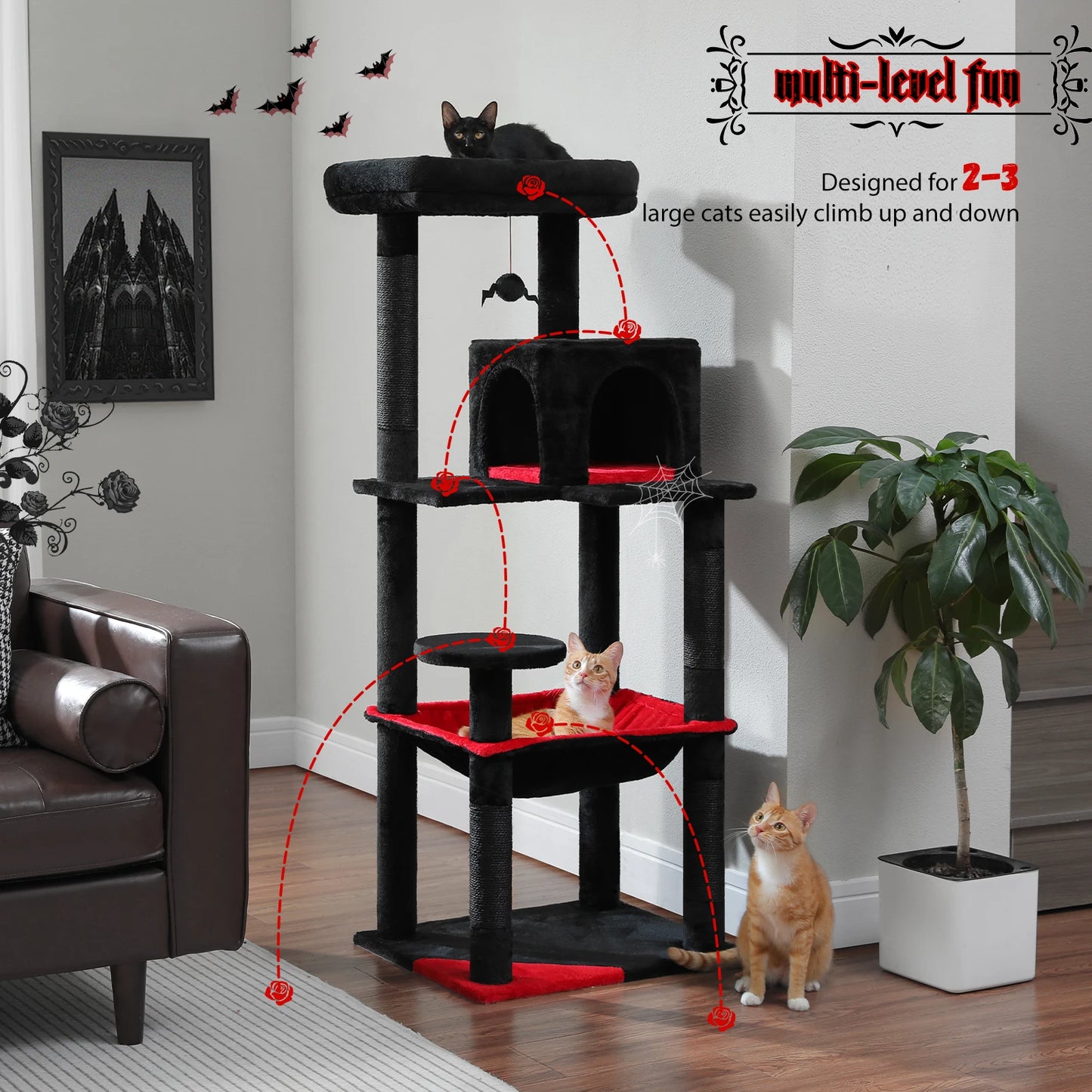 PAWZ Road Gothic Cat Tree Indoor Tower With Hammock And Scratching Post