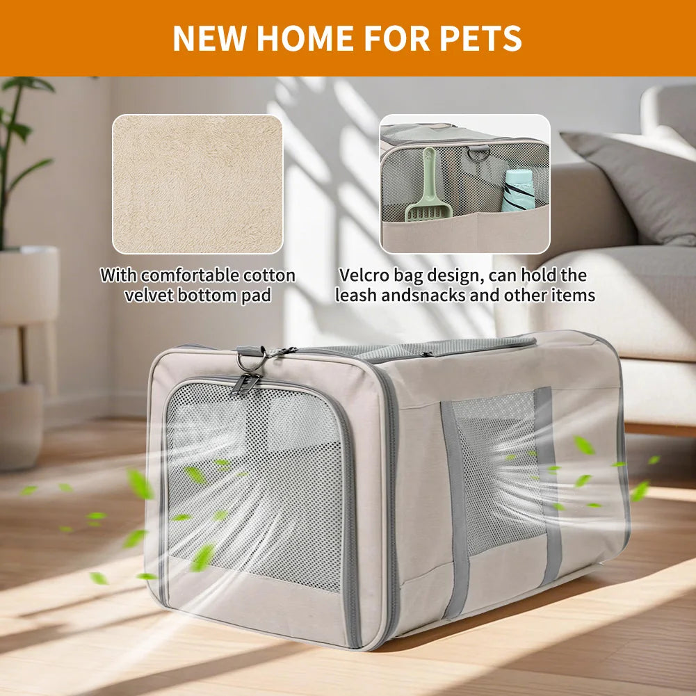 Cat Carrier With Wheels For Two Cats Travel Transport Box