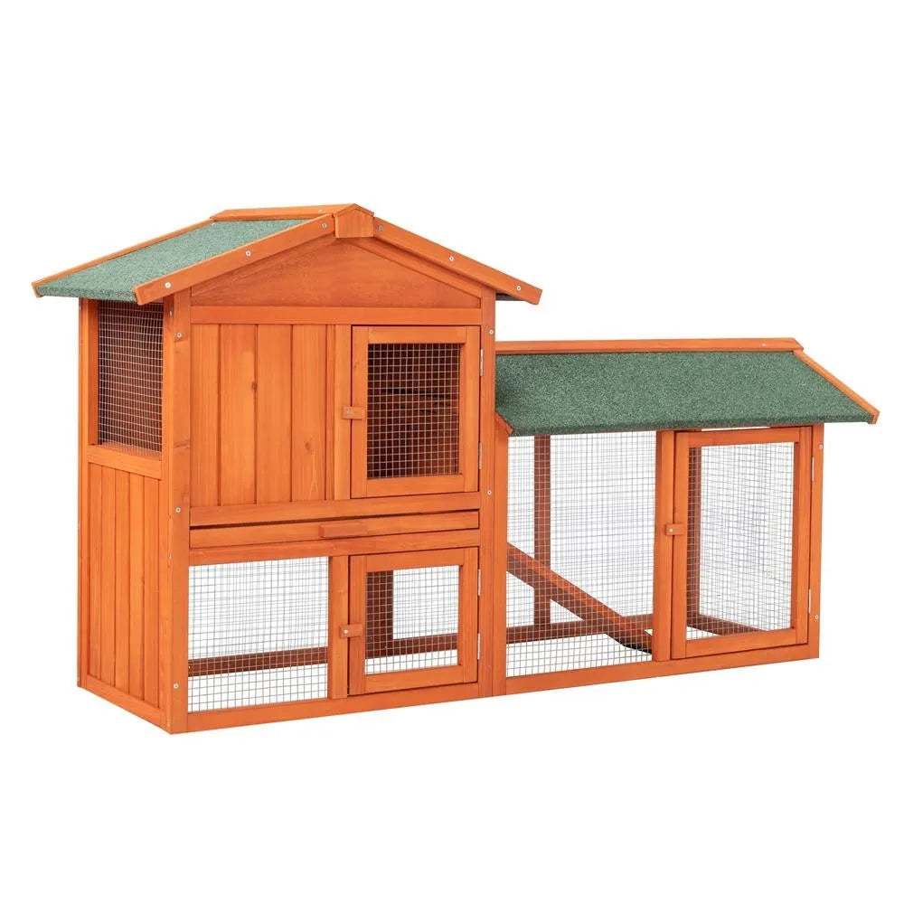 Wooden Chicken Coop and Rabbit Hutch Waterproof Roof