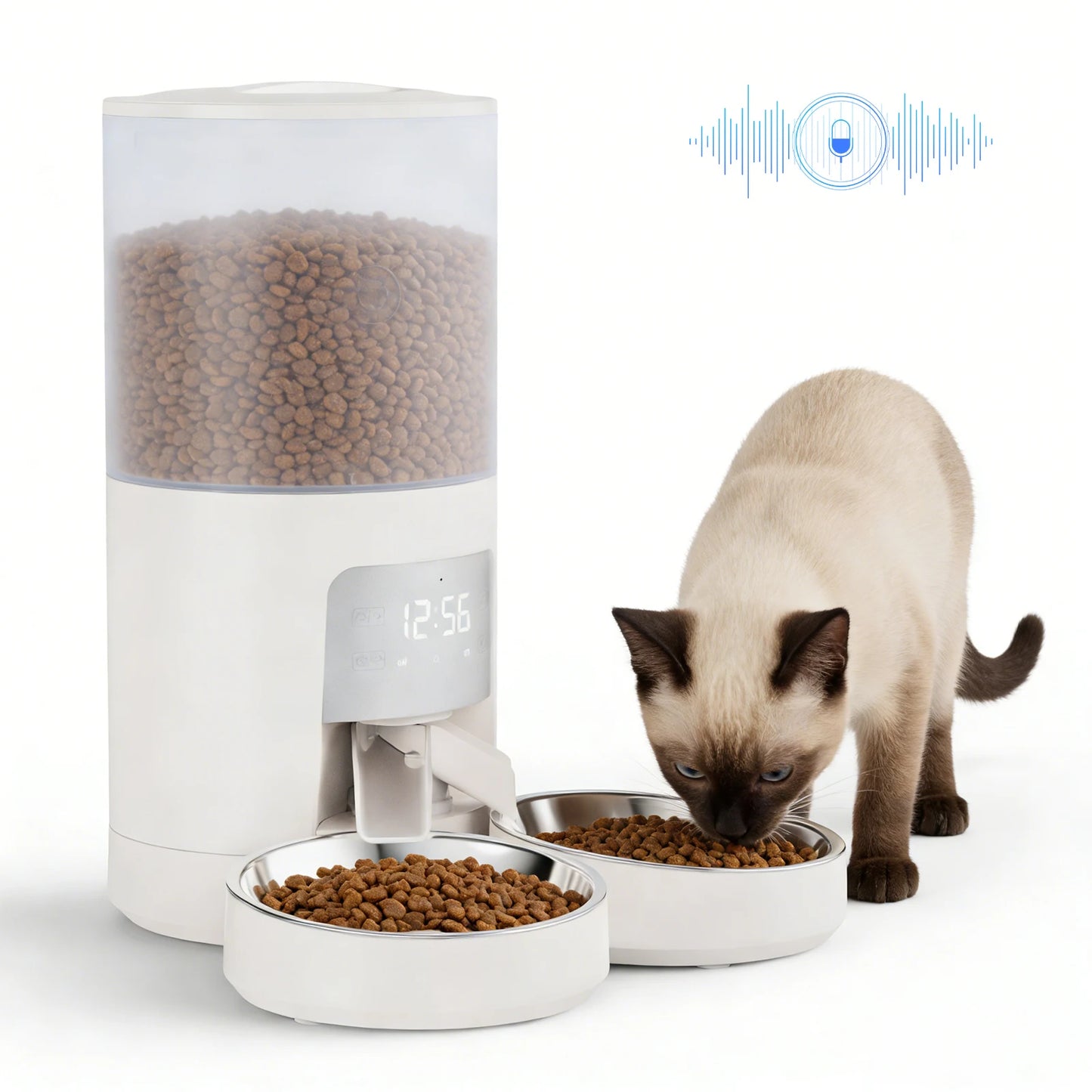 Automatic Cat Feeder Timed Dual Bowls Dual Power Supply