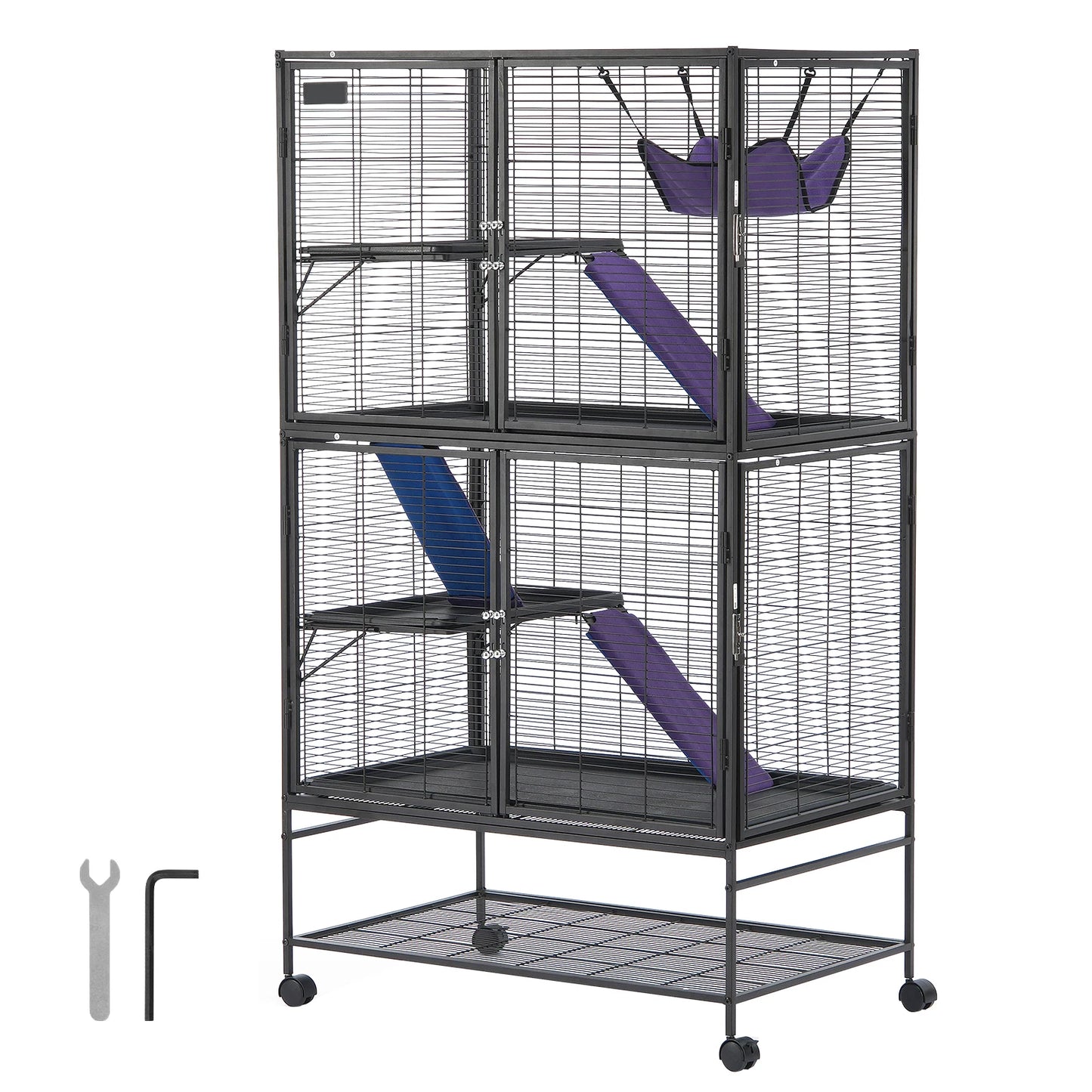 Succebuy Large Sixty-Four Inch Tier Rolling Metal Ferret Cage For Small Animals