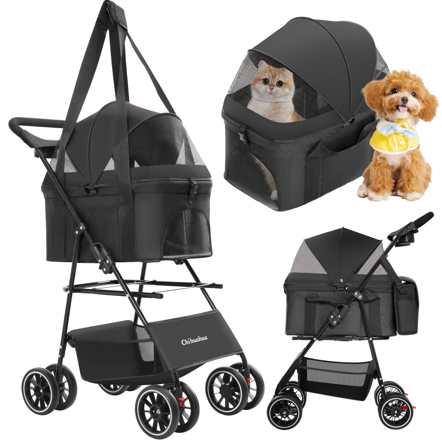CHIHUAHUA Pet Stroller 3 In 1 For Dogs Cats Lightweight