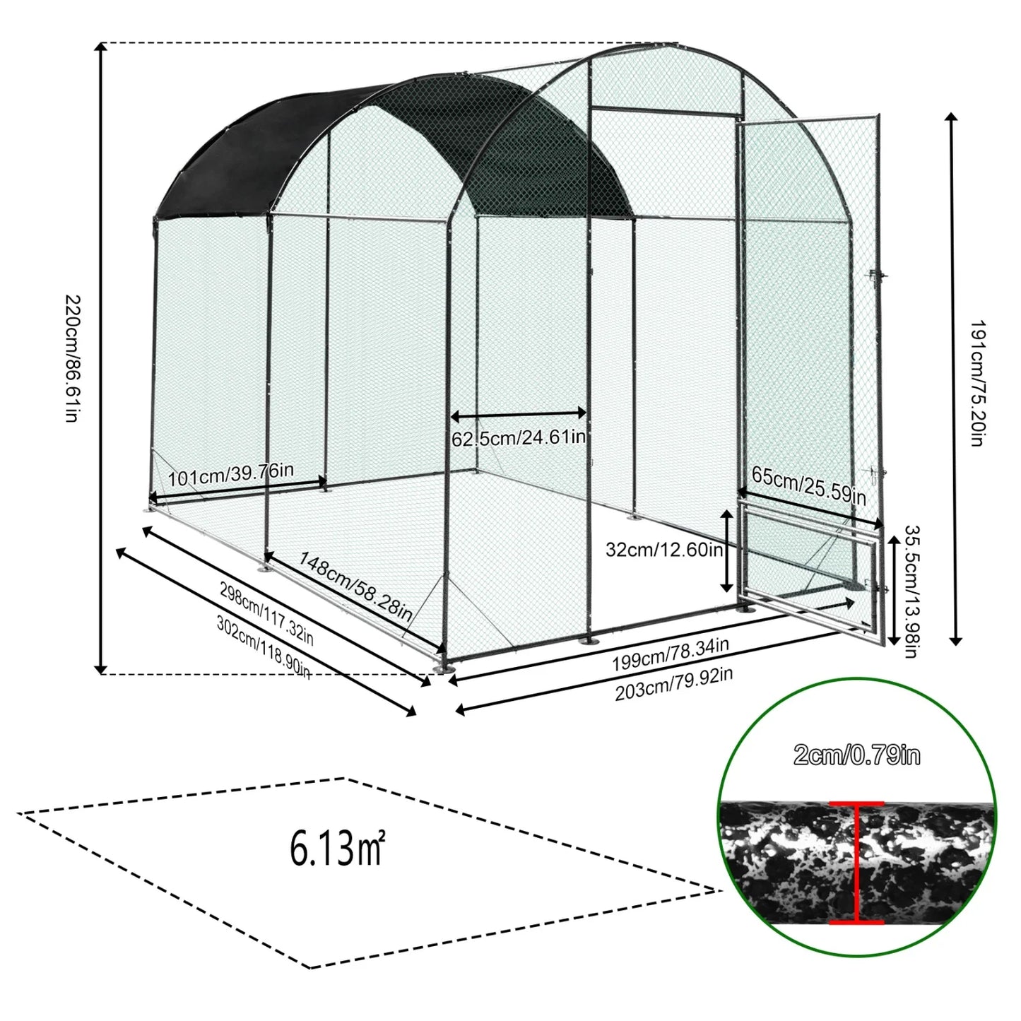 BINGOPAW Metal Walk In Poultry Coop With Nylon Netting Outdoors