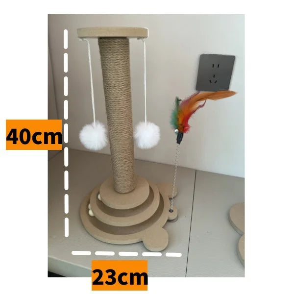 COBASPORT Cat Scratching Post With 2 Tier Ball Track Teaser