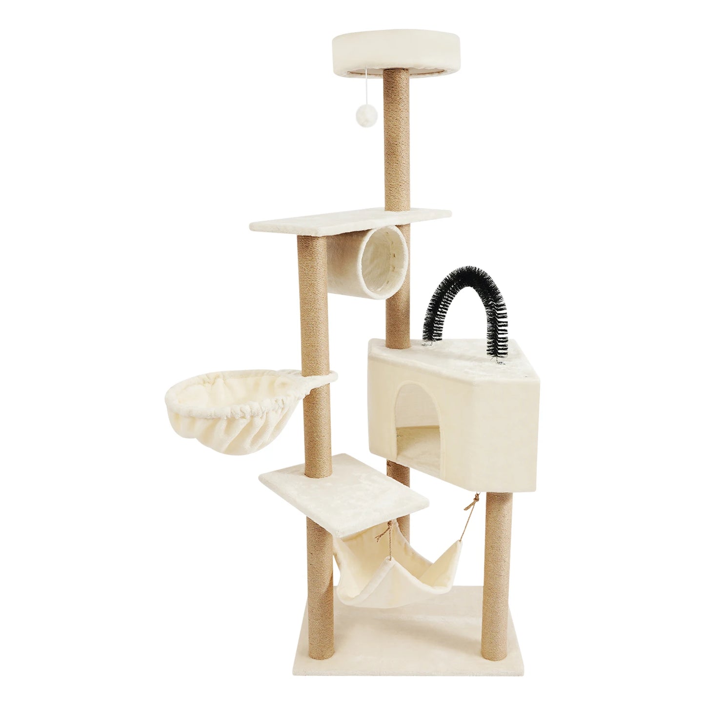 Indoor Cat Tower With Cave Hammock And Jump Platforms